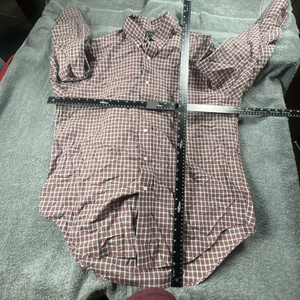 Lauren  Ralph Lauren Men's Button Down Shirt Red Black Size 17 32/33 Classic Fit